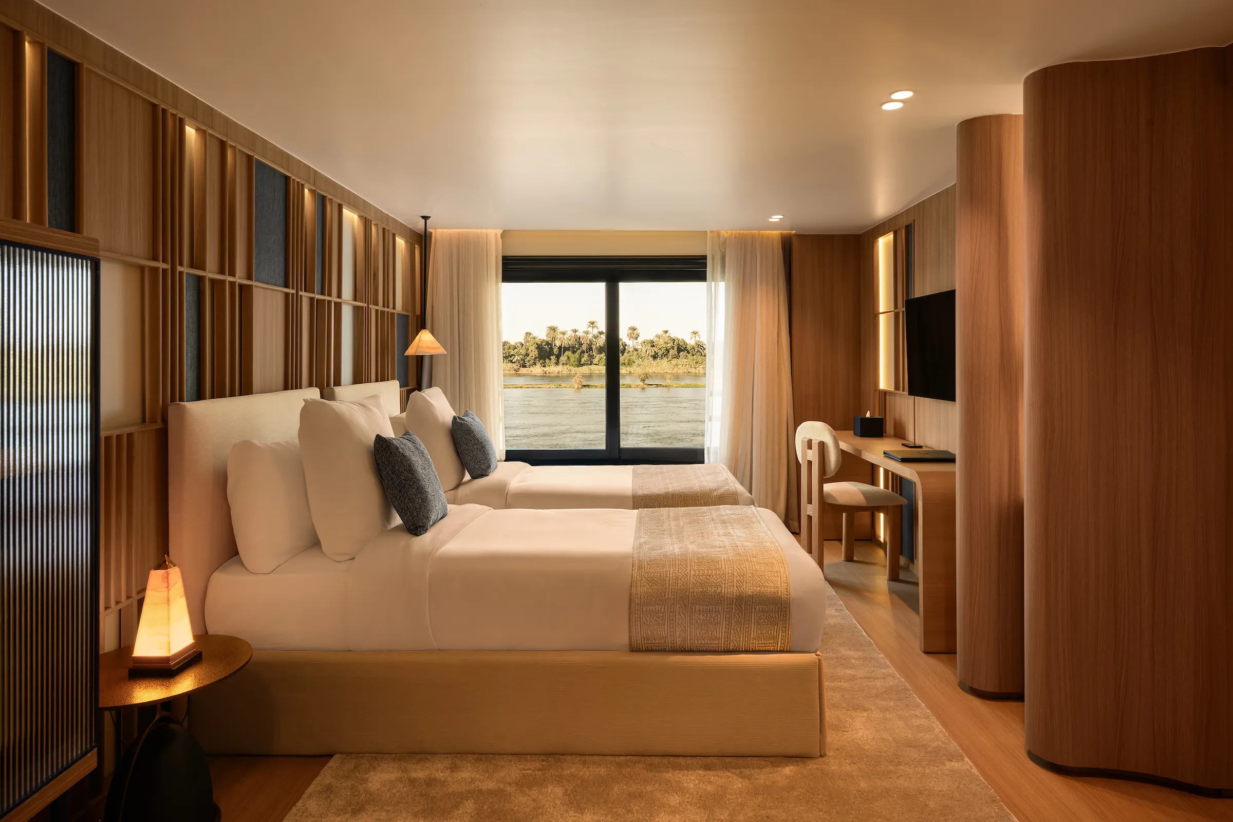 Cabin aboard the Le Fayan Suites Nile Cruise Nile cruise